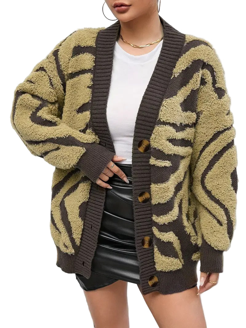 Damski Kardigan z Abstrakcyjnym Wzorem