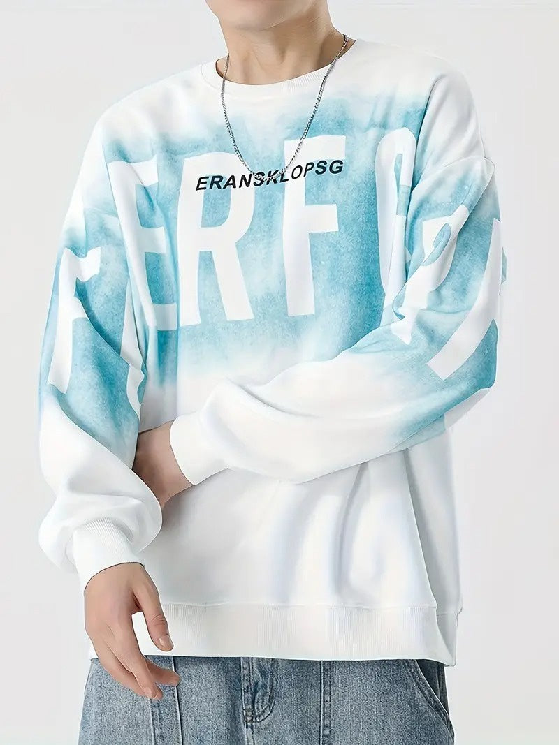 Męski Sweter z Grafiką z Okrągłym Dekoltem