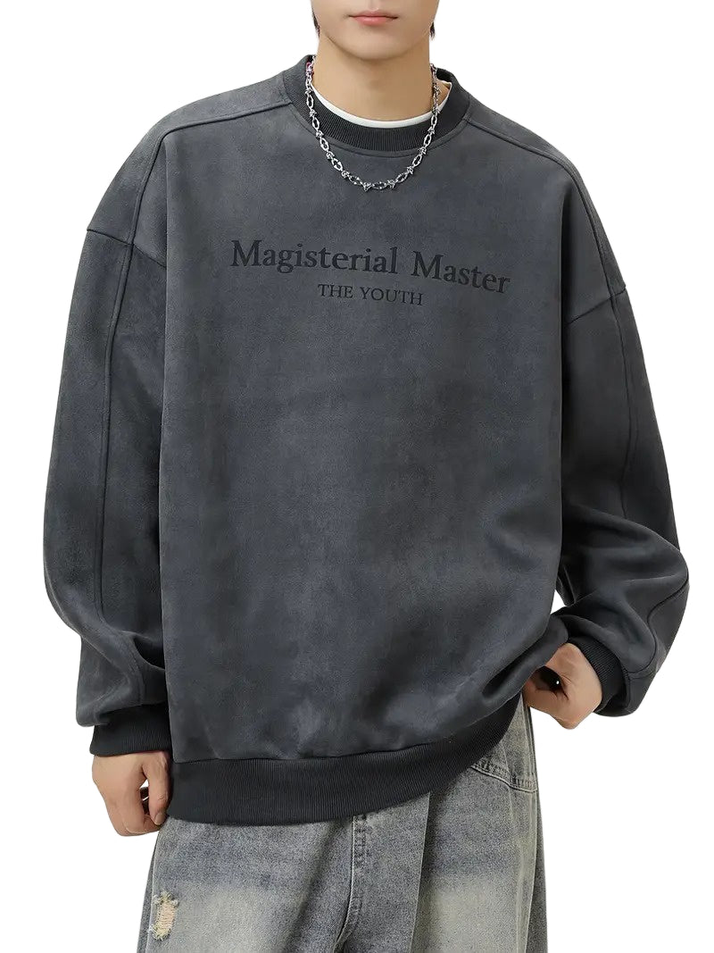 Męski Sweter z Nadrukiem Tekstowym