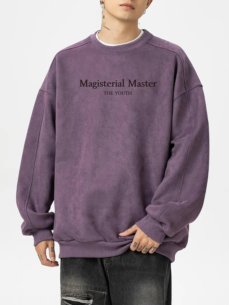 Męski Sweter z Nadrukiem Tekstowym