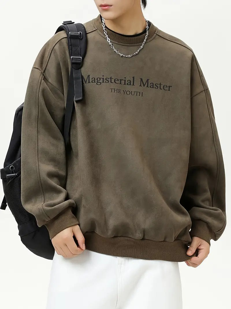 Męski Sweter z Nadrukiem Tekstowym