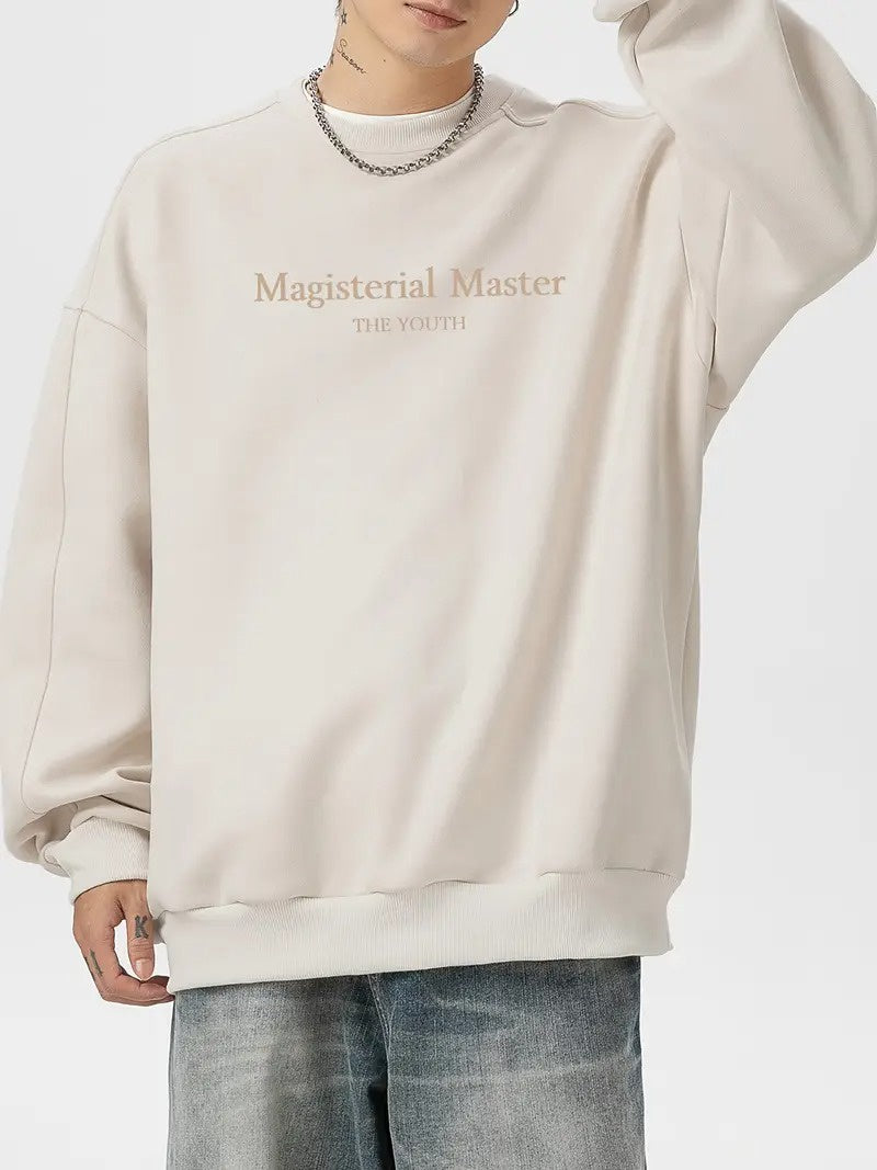 Męski Sweter z Nadrukiem Tekstowym