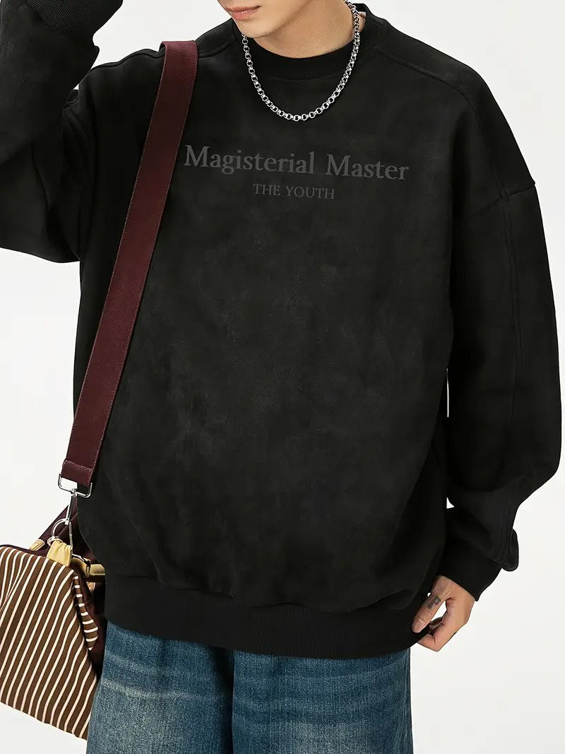 Męski Sweter z Nadrukiem Tekstowym