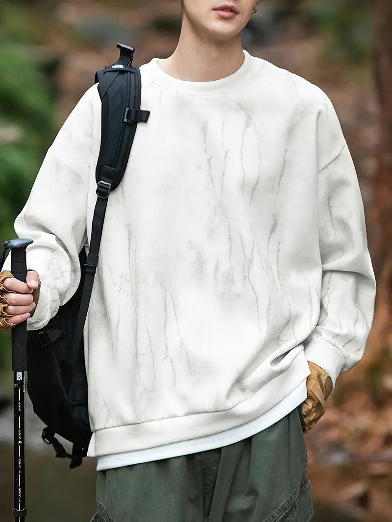 Męski Sweter z Okrągłym Dekoltem i Abstrakcyjnym Wzorem