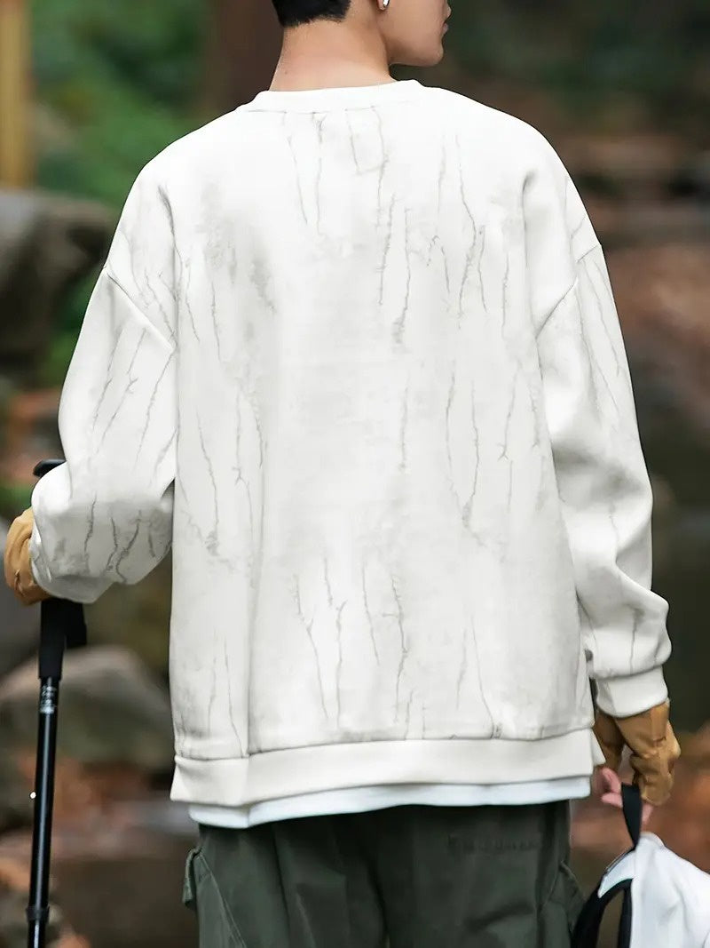 Męski Sweter z Okrągłym Dekoltem i Abstrakcyjnym Wzorem